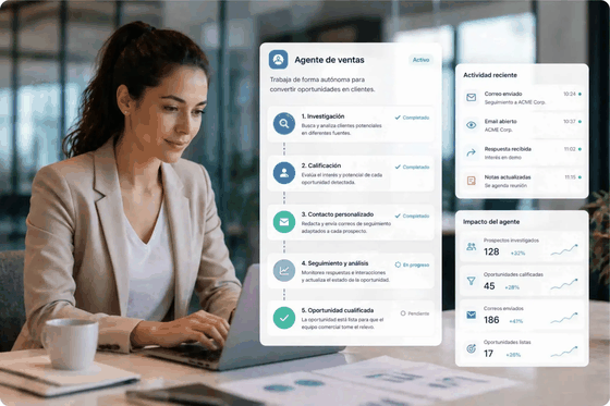 Agente de inteligencia artificial automatizando procesos empresariales en Dynamics 365.